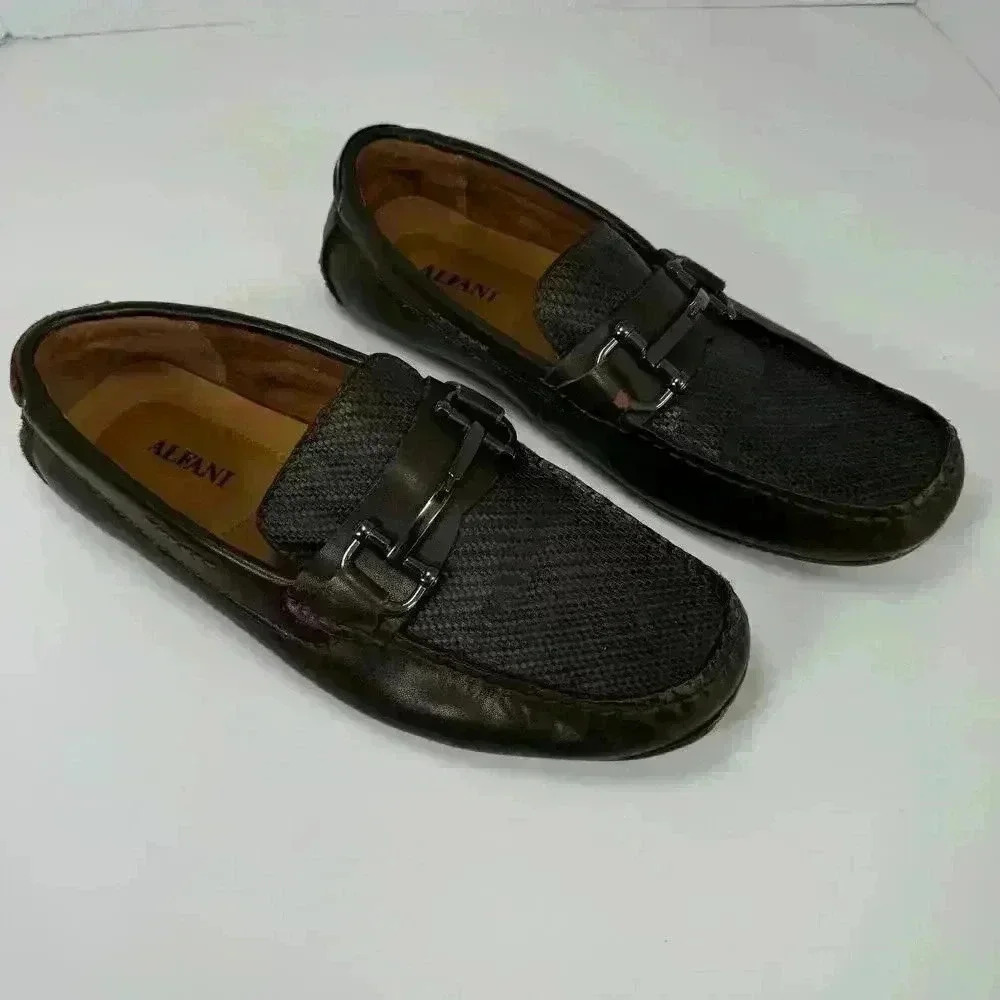 Alfani Len Driver with Bit Loafer Brown Leather Men Size 7M - Picture 2 of 7
